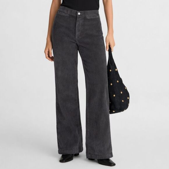 Madewell Pants - Madewell Petite Wide-Leg Corduroy Pant 26P Black Coal | Super Stretch NX240